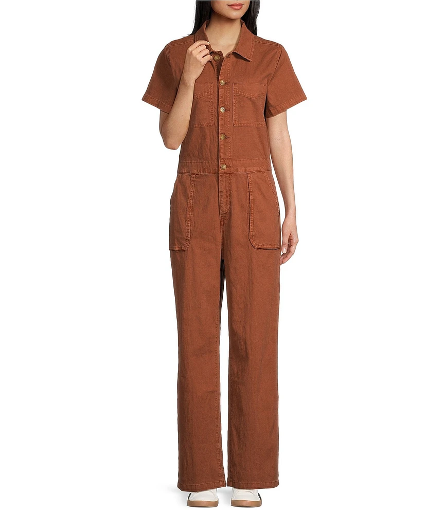 Roxy Short Sleeve Servo Stretch Canvas Utility Jumpsuit