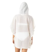 Roxy Solid Crochet Hoodie Neck Poncho Swim Cover-Up