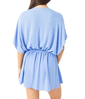 Roxy Sun Kiss Lace Trim Tie Waist Kimono Swim Cover-Up