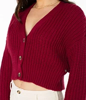 Roxy Sundaze Button Front Cropped Chenille Sweater