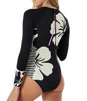 Roxy Surf Hang Ten High Neck Long Sleeve Zip Suit One Piece Swimsuit