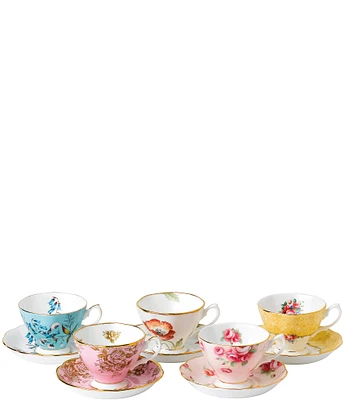 Royal Albert 100 Years 1950-1990 Teacups & Saucer (Set of 5)