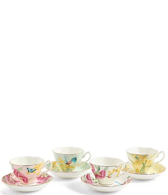 Royal Albert Miranda Kerr Australiana Mixed Teacup & Saucer - Set of 4