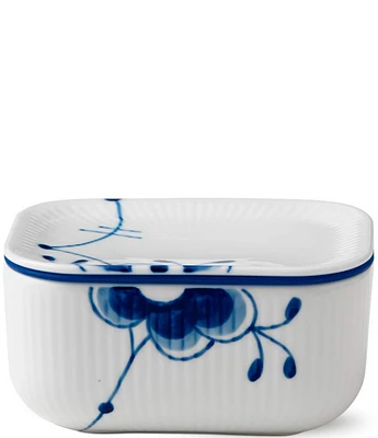 Royal Copenhagen Blue Fluted Floral Pattern Porcelain Mega Butter Jar with Lid