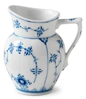 Royal Copenhagen Blue Fluted Plain Floral Pattern Motif Porcelain Cream Jug