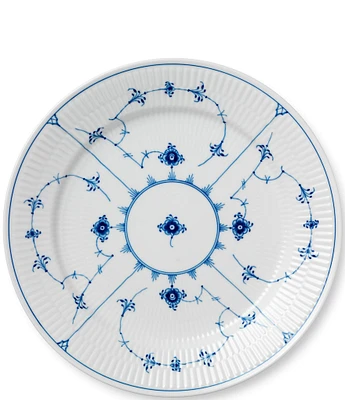 Royal Copenhagen Blue Fluted Plain Floral Pattern Motif Porcelain Dinner Plate