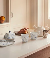Royal Copenhagen Blue Fluted Plain Floral Pattern Porcelain High Handle Mug