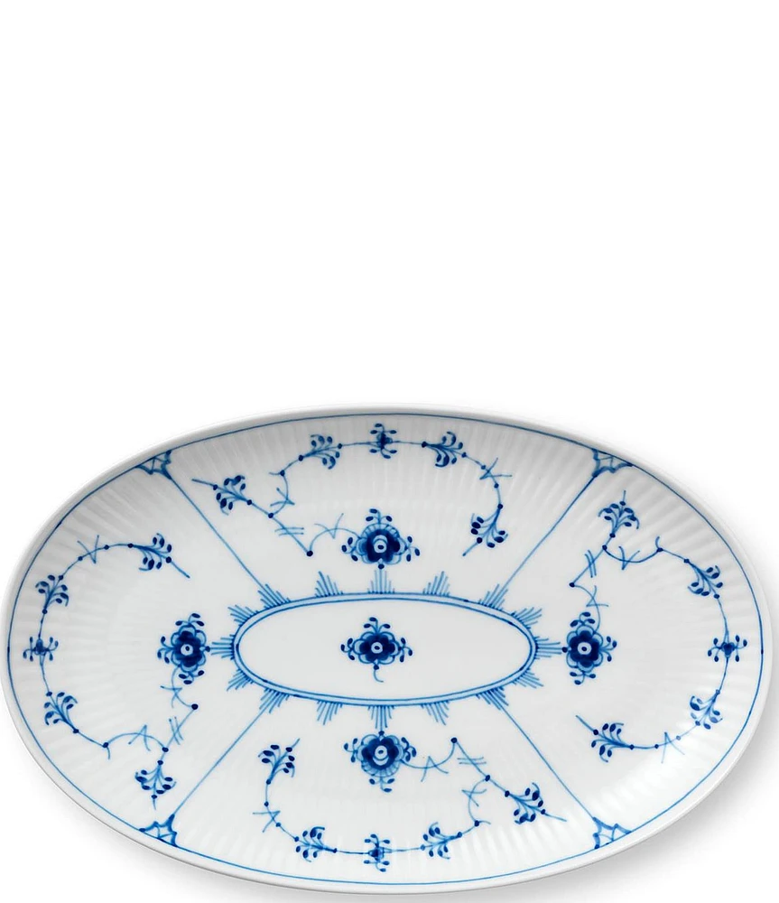 Royal Copenhagen Blue Fluted Plain Floral Pattern Porcelain Oval Accent Dish