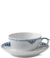 Royal Copenhagen Princess Delicate Blue Lace Border Pattern Tea Cup and Saucer