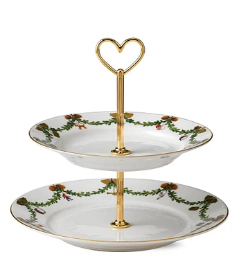 Royal Copenhagen Star Fluted Christmas 2-Tier Etagere