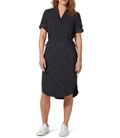 Royal Robbins Spotless Traveler Stretch Woven V-Neck Short Sleeves Curved Hem Dress