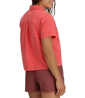 Royal Robbins Women's Desert Pucker Point Collar Short Sleeve Button Front Boxy Top