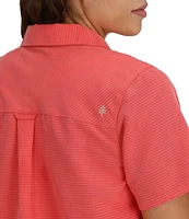 Royal Robbins Women's Desert Pucker Point Collar Short Sleeve Button Front Boxy Top