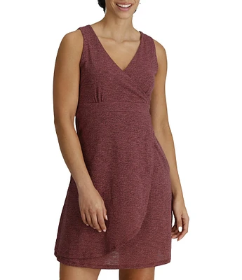 Royal Robbins Women's Featherweight Slub Jersey Knit Surplice Neck A-Line Dress