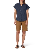 Royal Robbins Women's Oasis Non-Stretch Lawn Woven Point Collar Short Sleeve Button Front Top