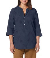 Royal Robbins Women's Oasis Non-Stretch Lawn Woven Split V-Neck 3/4 Sleeve Tunic
