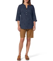 Royal Robbins Women's Oasis Non-Stretch Lawn Woven Split V-Neck 3/4 Sleeve Tunic