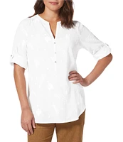 Royal Robbins Women's Oasis Non-Stretch Lawn Woven Split V-Neck 3/4 Sleeve Tunic