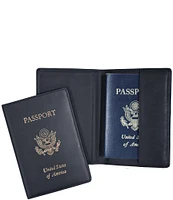 ROYCE New York Leather Foil-Stamped RFID Blocking Passport Jacket