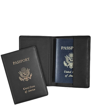 ROYCE New York Leather Foil-Stamped RFID Blocking Passport Jacket