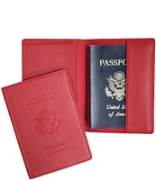 ROYCE New York RFID Blocking Black Lettered Passport Case