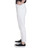 Ruby Rd. Straight Leg Embroidered Frayed Hem Pull-On Ankle Pants