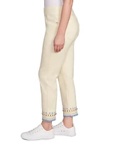 Ruby Rd. Embroidered Beaded Hem Pull-On Ankle Pants