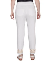 Ruby Rd. Embroidered Hem Pull-On Ankle Pants