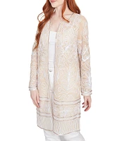 Ruby Rd. Embroidered Mesh Round Neck Long Sleeve Jacket