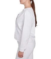 Ruby Rd. Embroidered Round Neck Long Sleeve Button-Front Denim Jacket