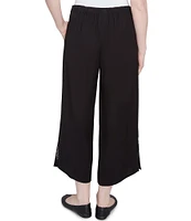 Ruby Rd. Embroidered Tropical Fern Wide Leg Pull-On Cropped Pants