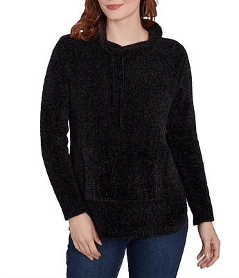 Ruby Rd. Eyelash Knit Mock Neck Long Sleeve Kangaroo Pocket Sweater