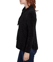 Ruby Rd. Eyelash Knit Mock Neck Long Sleeve Kangaroo Pocket Sweater