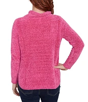 Ruby Rd. Eyelash Knit Mock Neck Long Sleeve Kangaroo Pocket Sweater