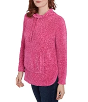 Ruby Rd. Eyelash Knit Mock Neck Long Sleeve Kangaroo Pocket Sweater