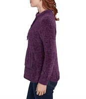 Ruby Rd. Eyelash Knit Mock Neck Long Sleeve Kangaroo Pocket Sweater