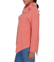 Ruby Rd. Knit Cowl Neck Long Sleeve Asymmetrical Hem Cozy Top