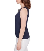 Ruby Rd. Knit Embellished Notch V-Neck Sleeveless Tank Top