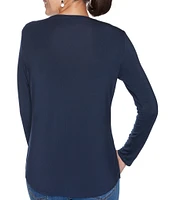 Ruby Rd. Knit Jersey 3/4 Sleeve Crew Neck Cotton Blend Shirt