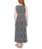 Ruby Rd. Knit Medallion Print Scoop Neck Sleeveless Hi-Low Hem Dress