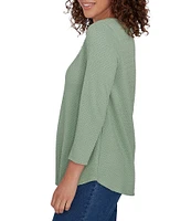 Ruby Rd. Knit Split V-Neck 3/4 Sleeve Top