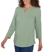 Ruby Rd. Knit Split V-Neck 3/4 Sleeve Top