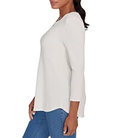 Ruby Rd. Knit Split V-Neck 3/4 Sleeve Top