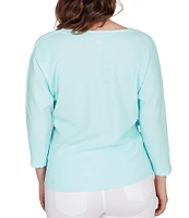 Ruby Rd. Knit V-Neck 3/4 Sleeve Tie Top