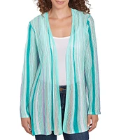 Ruby Rd. Multicolor Stripe Long Sleeve Open-Front Cardigan