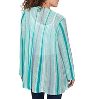 Ruby Rd. Multicolor Stripe Long Sleeve Open-Front Cardigan