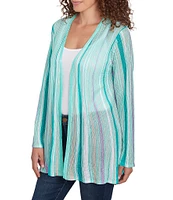 Ruby Rd. Multicolor Stripe Long Sleeve Open-Front Cardigan