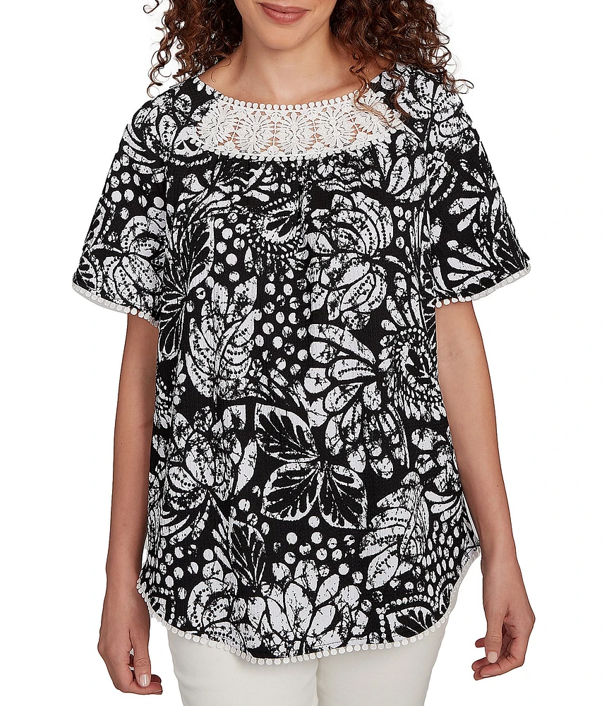 Ruby Rd. Paisley Lace Scoop Neck Short Sleeve Top