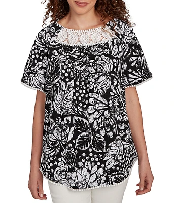 Ruby Rd. Paisley Lace Scoop Neck Short Sleeve Top