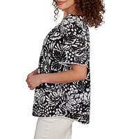 Ruby Rd. Paisley Lace Scoop Neck Short Sleeve Top